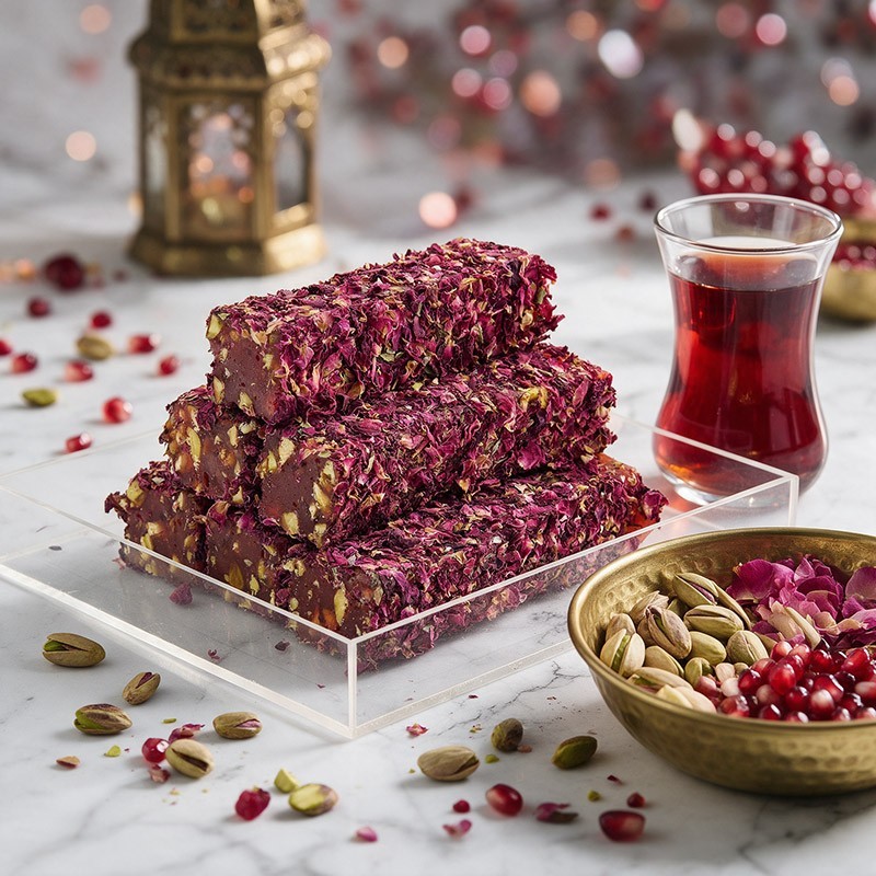 Loukoum Fitil Grenade, pétale de rose